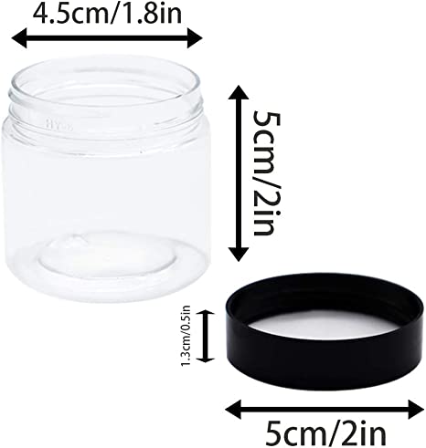 Photo 2 of 20 PCS 2 oz Clear Plastic Round Slime Containers,Plastic Storage Jars,Empty Sample Containers for Lotions, Sugar Scrub, Body Butters, Slime, Beauty Products & Samples