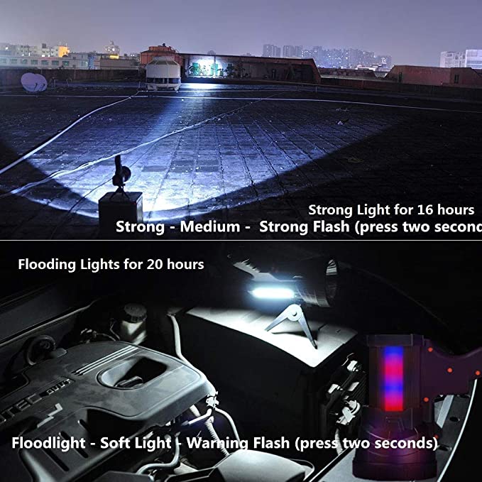 Photo 1 of BIGSUN Rechargeable Spotlight, Flashlight High Lumens 100000 LED with RedLens, 10000mAh USB Power Bank, Side Floodlamp & WarningLamp for Home Security, Camping, Boat, Hunting,Q953-17oz
