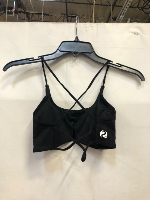 Photo 3 of  Strappy Sports Bras for Women - Criss Cross Back Sexy Wireless Padded Bra Cute Workout ---SIZE SMALL-- COLOR BLACK
