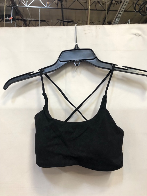 Photo 2 of  Strappy Sports Bras for Women - Criss Cross Back Sexy Wireless Padded Bra Cute Workout ---SIZE SMALL-- COLOR BLACK
