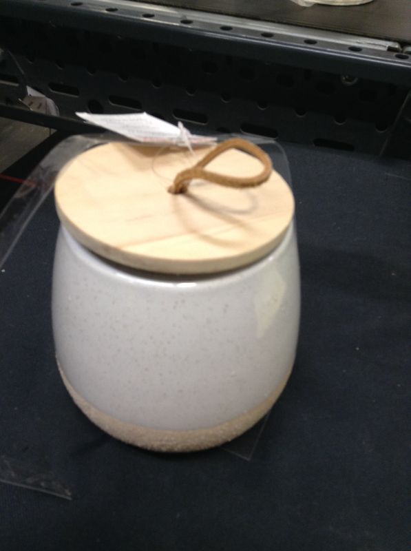 Photo 3 of 10oz Ceramic Candle with Wood Lid White - Threshold