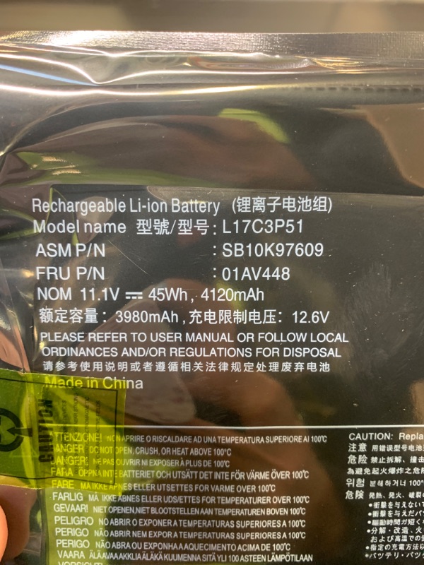 Photo 2 of 01AV448 L17C3P51 SB10K97609 Battery Replacement for Lenovo ThinkPad E480 E485 E495 E580 E590 E595 E585 E490 E14 E15 Series 01AV446 01AV445 01AV447 L17M3P52 SB10K97608 L17L3P51 L17M3P51