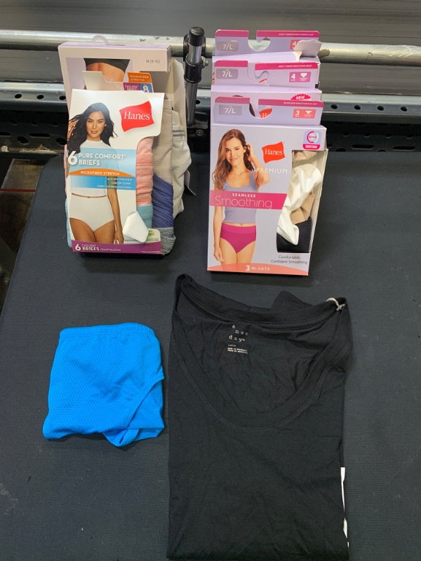 Photo 1 of 8PCS MISC WOMENS CLOTHING/UNDERWEAR. SIZES MEDIUM & LARGE***MAJOR DAMAGE TO PACKAGING