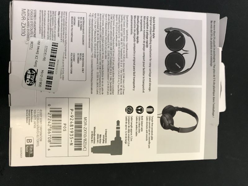 Photo 4 of Sony - ZX Series Wired On-Ear Headphones - Black
