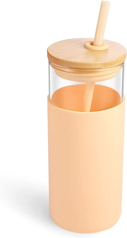 Photo 1 of 
tronco 20oz Glass Tumbler Glass Water Bottle Straw Silicone Protective Sleeve Bamboo Lid - BPA Free (Light Ambe