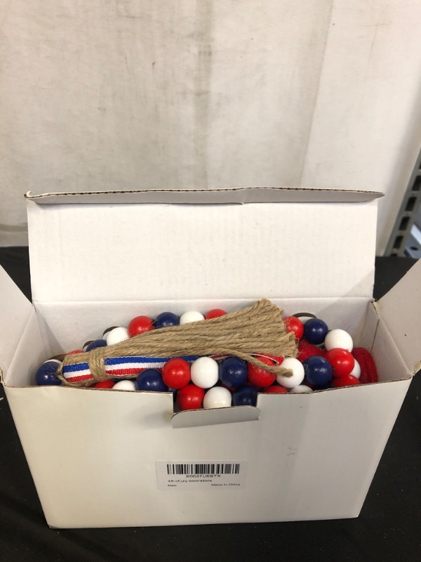 Photo 1 of 4th of July Decorations Tiered Tray Decor, Patriot Decorations with Gnomes Memorial Day Decorations Wooden Signs Red White and Blue Bead Garland, Farmhouse Tiered Tray Decorations (Tray Not Included), FACTORY PACKAGED 
