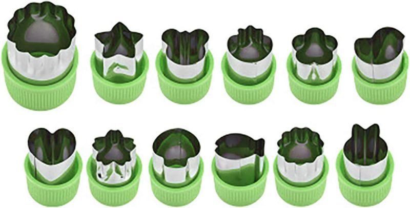 Photo 1 of  Food Cutter Shape Stainless Steel Cookie Fruit Vegetable Pie Mold Cutter Set 12pcs(Light Green)

