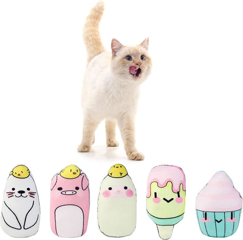 Photo 1 of 5PCS Catnip Toy, Cat Chew Interactive Toy Bite Resistant Catnip Filled Cartoon Mice Cat Teething Toys Indoor Plush Soft Toys Bite Resistant Pet Gifts
