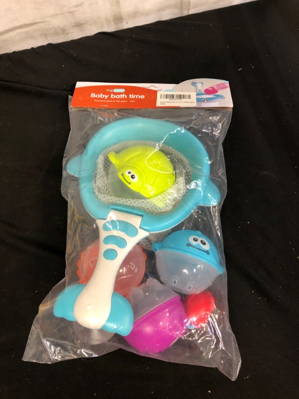 Photo 1 of AUGESTE Baby Bath Toys with Floating Squirts Basketball Fishing Net Shoot and Store Toy Set for Toddlers Kids in Bathtub Bathroom Pool Bath Time (2 in 1 Whale Style)
