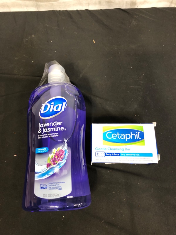 Photo 3 of 2PC LOT, Dial Body Wash, Lavender & Jasmine, 32 Fluid Ounces ( Pack May Vary ), Cetaphil Gentle Cleansing Bar, Hypoallergenic, 4.5 Ounce
