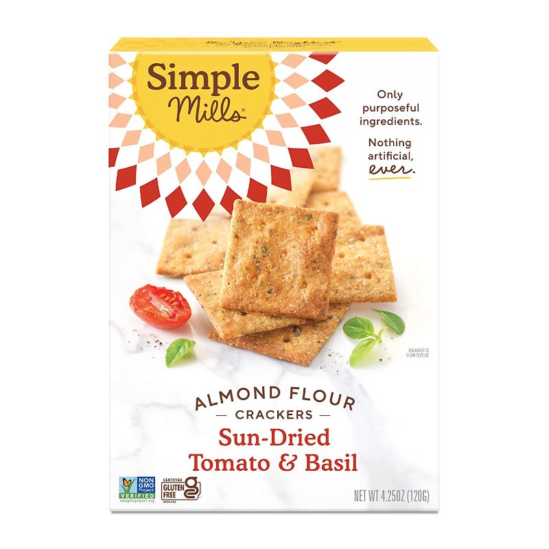 Photo 2 of 2 PC LOT, Back to Nature Cookies, Non-GMO Mini Chocolate Chunk, 6 Count & Cookies, Non-GMO Chocolate Chunk, 9.5 Ounce (Packaging May Vary) EXP 09/10/22,Simple Mills Almond Flour Crackers, Sundried Tomato & Basil - Gluten Free, Vegan, Healthy Snacks, Plant