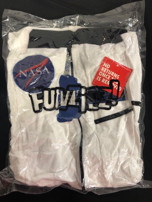 Photo 2 of Astronaut Slim Fit Unisex Costume Pajamas - One Piece Plush Novelty Spacesuit Costume Jumpsuit By FUNZIEZ! (White, x Large)
