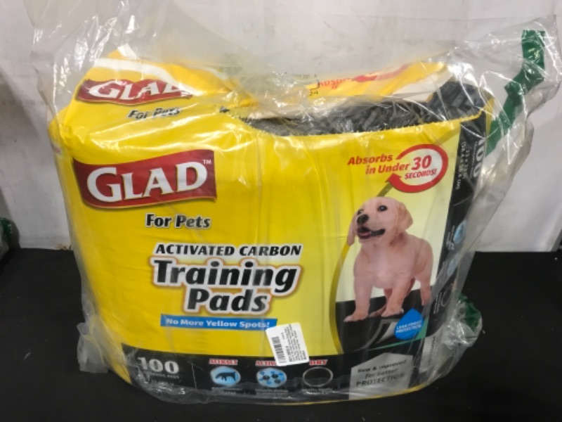 Photo 2 of Glad For Pets Activated Carbon Dog Training Pads, 23" x 23", 100 count---damage bag