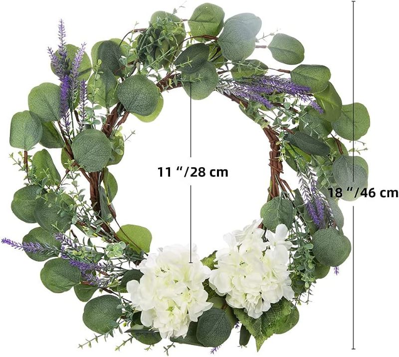 Photo 1 of 18" Spring Wreath Artificial Green Leaves Wreath for All Seasons Wreath for Front Door---new damage package 