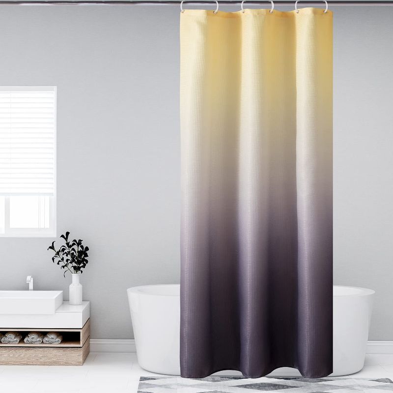 Photo 1 of Bermino Ombre Textured Fabric Stall Shower Curtains for Bathroom - Waterproof Cloth Bath Curtain with 12 Hooks, 36 x 72 Inch, Grey and Yellow
FACTORY SEALED