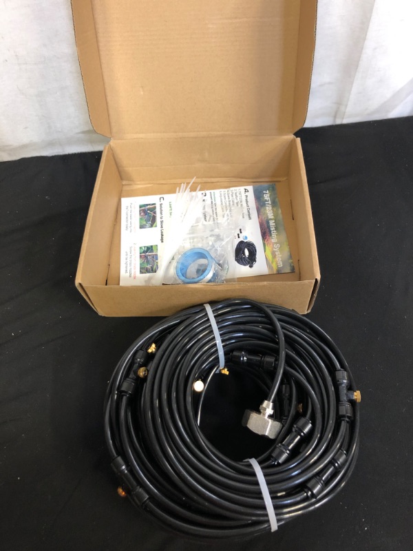 Photo 2 of Misters for Outside Patio, 75FT Misting Cooling System for Patio, 75FT (23M ) Misting Line+28 Mist Nozzles+3/4" Brass Adapter,Outdoor Mister System for Patio Garden Greenhouse Trampoline for waterpark
