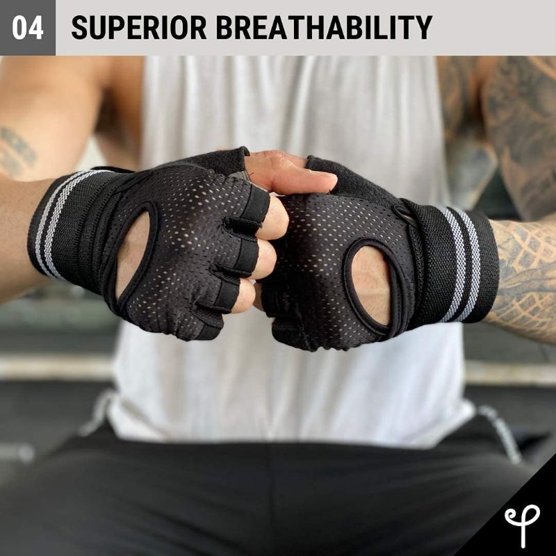 Photo 1 of  Workout Gloves | Men Women with Built-in Wrist Support for Gym Exercise Fitness Training Lifts Sports Gloves Lightweight Breathable L