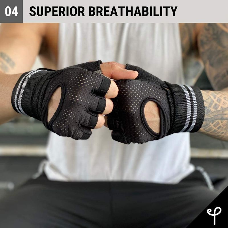 Photo 2 of | Men Women with Built-in Wrist Support for Gym Exercise Fitness Training Lifts Sports Gloves Lightweight Breathable M