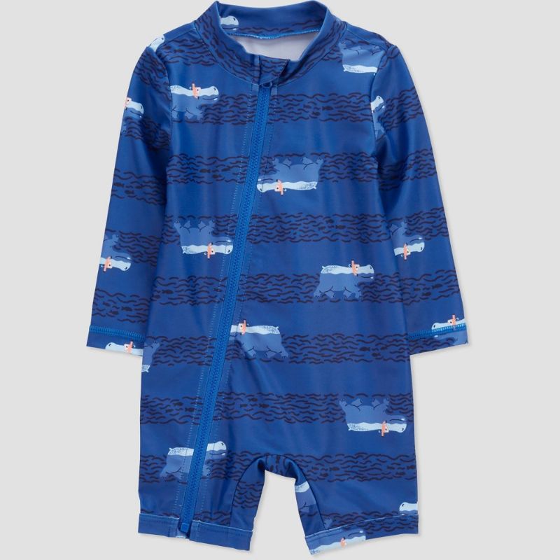 Photo 1 of Baby Boys' One Piece Long Sleeve Hippo Print Rash Guard - Just One You® Made by Carter's SIZE 9M