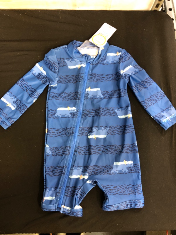 Photo 2 of Baby Boys' One Piece Long Sleeve Hippo Print Rash Guard - Just One You® Made by Carter's SIZE 9M