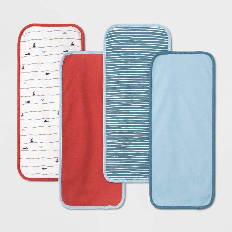 Photo 1 of Baby Boys' 4pk Sweet Seaside Burp Cloth - Cloud Island™ Blue
