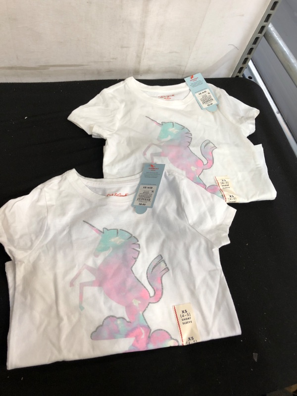 Photo 1 of 2PC LOT, GIRLS UNICORN TEE SHIRT, SIZE XS