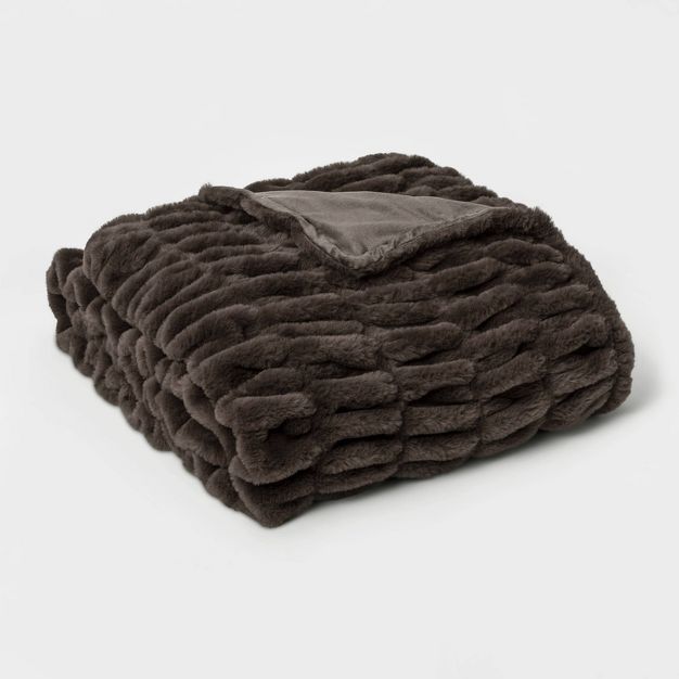 Photo 1 of 60" x 86" Faux Fur Oversized Throw Blanket - Threshold Signature™
, OUT OF PACKAGING 