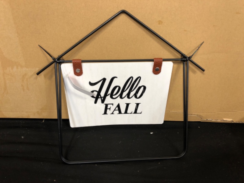 Photo 3 of 2 pcs Decorative Metal Frame Displaying Sing ( Hello Fall) 9.1/4x10.5 inches