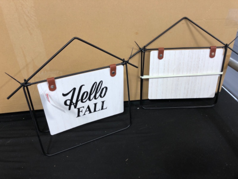 Photo 1 of 2 pcs Decorative Metal Frame Displaying Sing ( Hello Fall) 9.1/4x10.5 inches