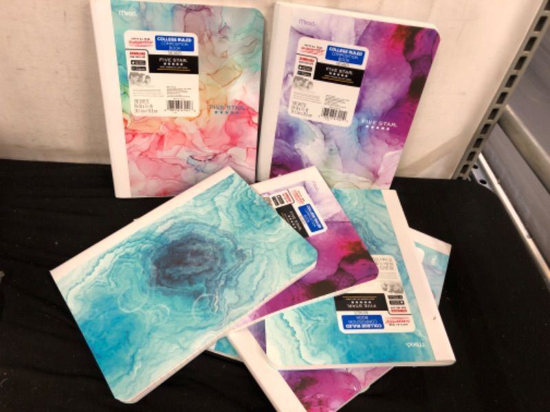 Photo 1 of 8pcs Five Star Composition Notebook College Ruled Rainbow Swirl
