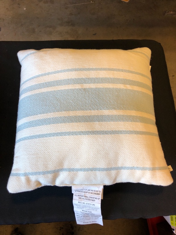 Photo 2 of 18" X 18" Variegated Stripe Indoor/Outdoor Square Throw Pillow /Cream - Hearth & Hand™ with Magnolia
