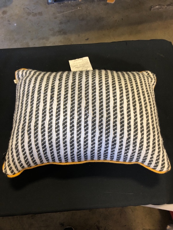 Photo 2 of 14" X 20" Ticking Stripe Indoor/Outdoor Lumbar Throw Pillow - Hearth & Hand™ with Magnolia
