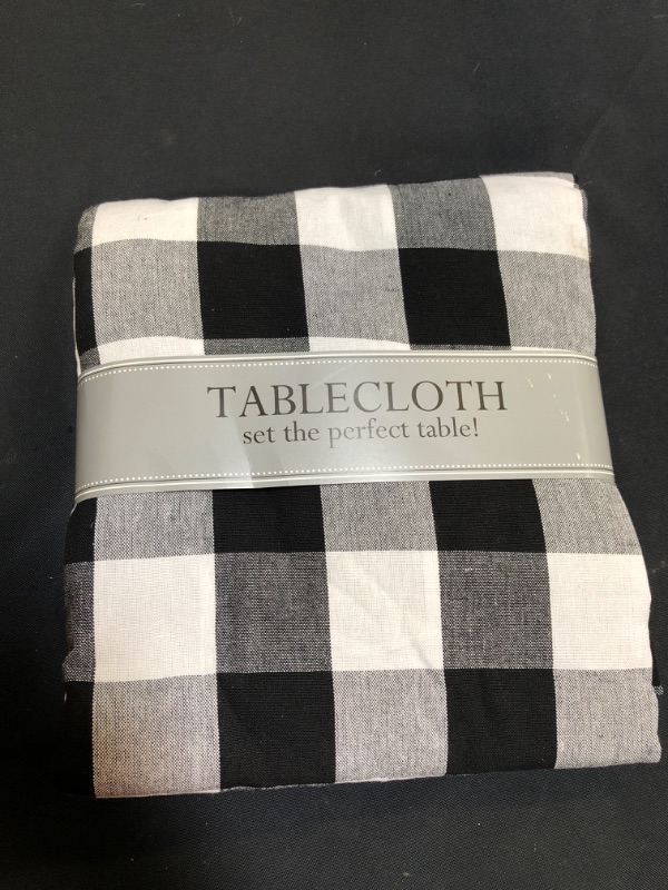 Photo 2 of Design Imports Buffalo Check Tablecloth, One Size , Black
