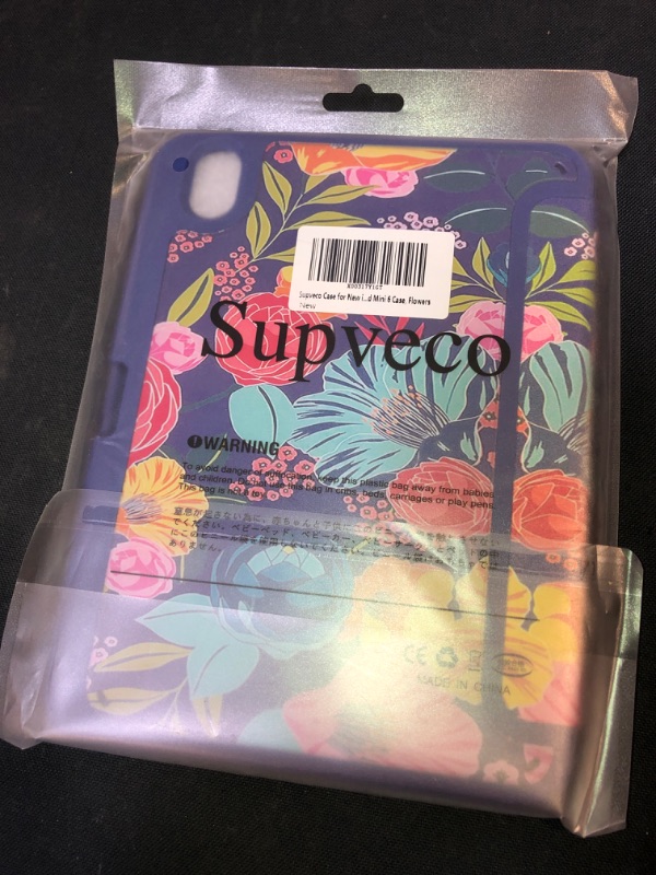 Photo 2 of Supveco Slim Case for iPad Mini 6 2021 (8.3 Inch) - [Built-in Pencil Holder] Shockproof Cover Hard Back Shell, Auto Wake/Sleep for iPad Mini 6th Generation, Floral Blossom