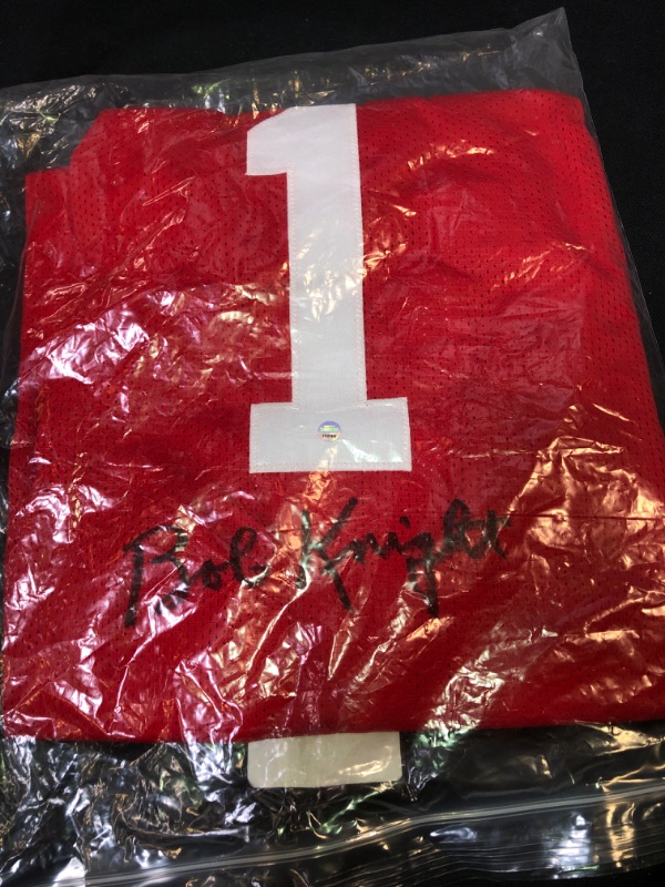 Photo 3 of Bob Knight Indiana Hoosiers Signed Autograph Custom Jersey Embroidered Rare QUOTE Limited Edition Steiner Sports Certified SIZE XL 