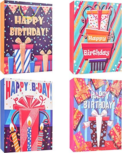 Photo 1 of 17.5" Extra Large Square Gift Bag?Thickened Tote Paper Bag With Handle, For Birthdays Parties, Kids?Mothers Day,Graduations, Weddings, Holidays?4Color?2 COUNT 