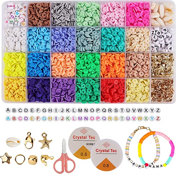 Photo 1 of Clay Beads for Jewelry Making, 5400pcs 6mm Polymer Flat Beads for Bracelets Necklace Adults Girls Kids
