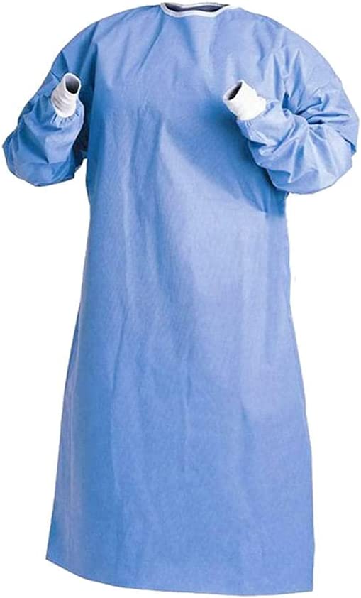Photo 1 of 24-Pack Level 2 Disposable Isolation Gown BH Supplies Fully Closed Double Tie Back and Front, PP & PE 40g, Knitted Cuffs, Fluid Resistant, AAMI Level 2, Unisex -Individually sealed
