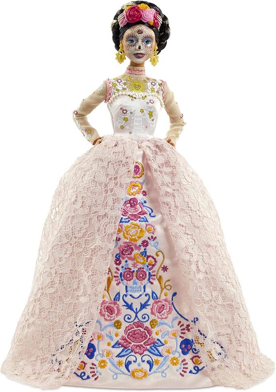 Photo 1 of Barbie Signature Dia De Muertos 2020 Doll (12-in Brunette) in Embroidered Lace Dress and Flower Crown, with Certificate of Authenticity----factory sealed Brand new item 
