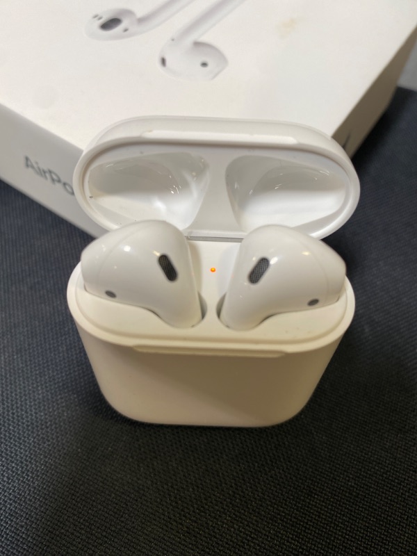 Photo 6 of Apple AirPods (2nd Generation) Wireless Earbuds with Lightning Charging Case Included. Over 24 Hours of Battery Life, Effortless Setup. Bluetooth Headphones for iPhone
