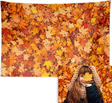 Photo 1 of Allenjoy 84x60inch Durable/Soft Fabric Fall Maple Leaves Scene Photography Backdrop Friendsgiving Autumn Harvest Floor Background Thanksgiving Party Supply Halloween Holiday Decor Banner Photo Props
