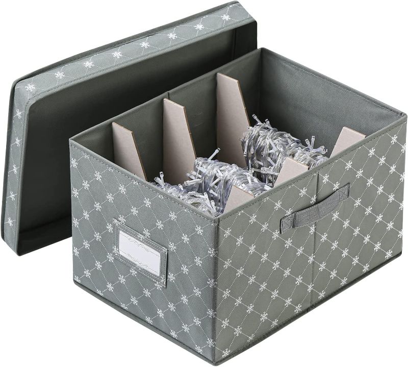 Photo 1 of Christmas Light Storage Box with 3 Cardboard Wraps Christmas Holiday Light Bulbs Storage Containers Xmas Light Storage Boxes Bins Organizers (Gray)
