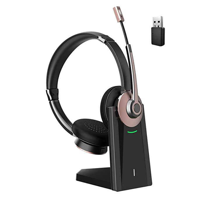 Photo 1 of Bluetooth Headset, Wireless Headset with Microphone Noise Cancelling, Office Bluetooth Headphones with USB dongle & Charging Base for PC/Mobile Phone/Call Center/Skype/Zoom/Online Meetings/Trucker
