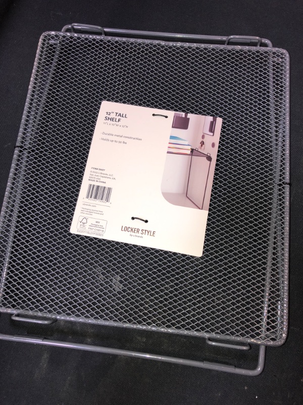 Photo 1 of U Brands 12 Mesh Locker Shelf Holds up to 50 Pounds of Weight Gray