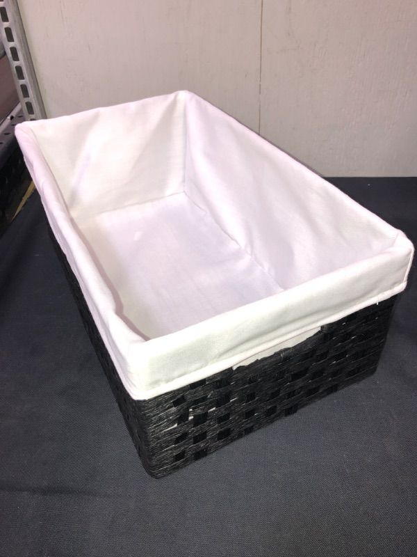 Photo 2 of 16" X 9" X 6" Lined Woven Media Bin Black - Brightroom™