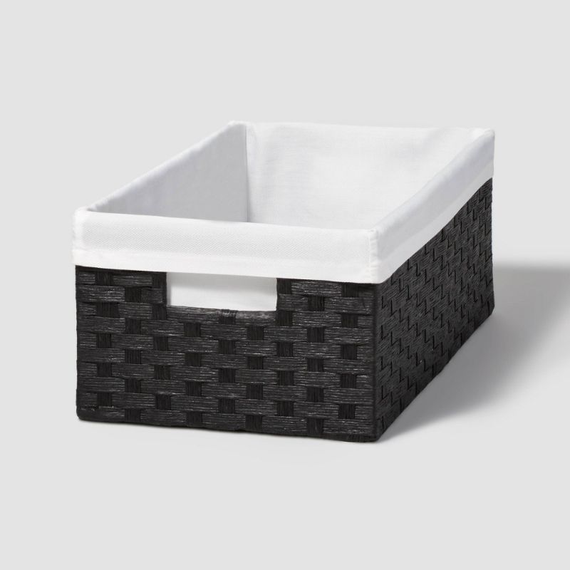 Photo 1 of 16" X 9" X 6" Lined Woven Media Bin Black - Brightroom™