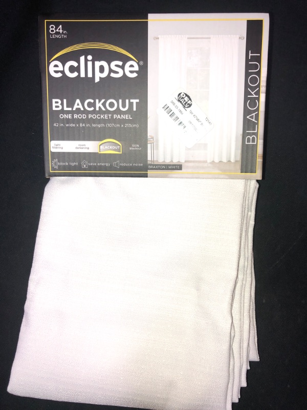 Photo 2 of 1pc Blackout Braxton Thermaback Window Curtain Panel - Eclipse 84 INCH LENGTH 