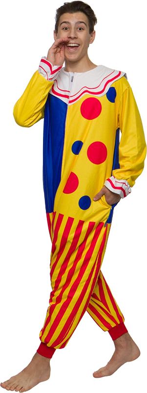 Photo 1 of Funziez! Clown Costume Unisex Pajamas - Adult One Piece Cosplay Halloween Costume Jumpsuit - MEDIUM 
