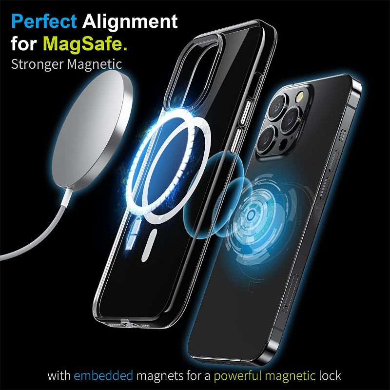 Photo 1 of pack of 5 Hoerrye Magnetic Clear for iPhone 13 Pro Max Case [Anti-Yollowing] Compatible with MagSafe Chargers and Accessories Shockproof Protective Case Ultra Slim Thin Cover 6.7 inch 2021 - Crystal Clear
