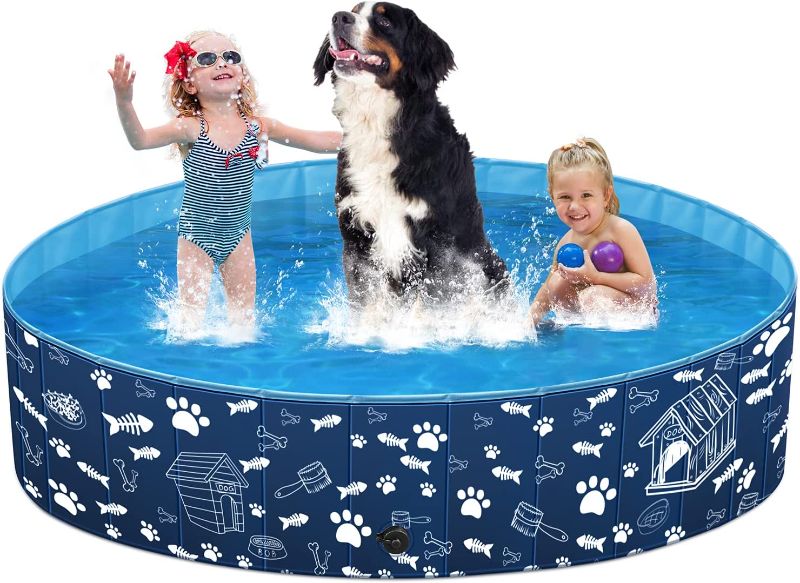 Photo 1 of 120cm Unido Foldable Dog Pool for Kids Baby - Kiddie Pool for Toddlers Pet Outdoor Water Toys Boys Girls Gifts Dog Swimming Pools for Cats Hard Plastic Sealed